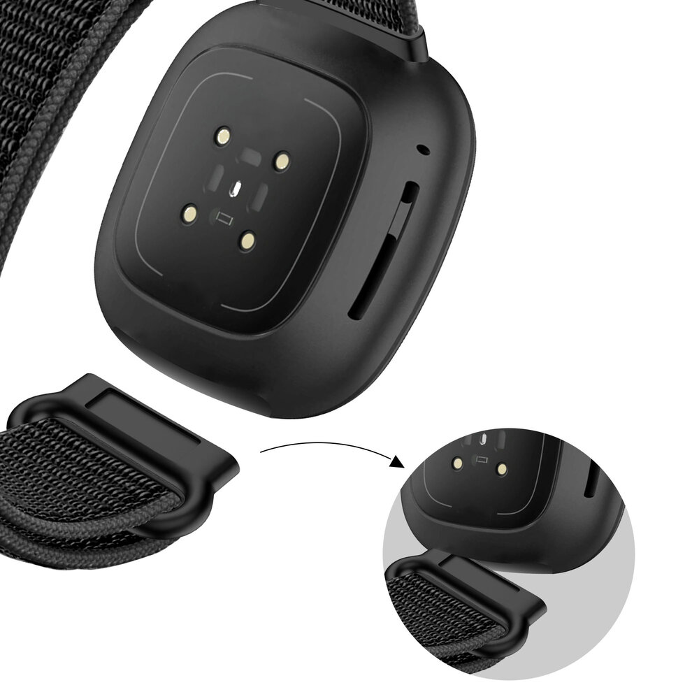 Bandz Bandz Fitbit Versa 3 nylon loop band (zwart) Bandz Bandz Fitbit Versa 3 nylon loop band (zwart)