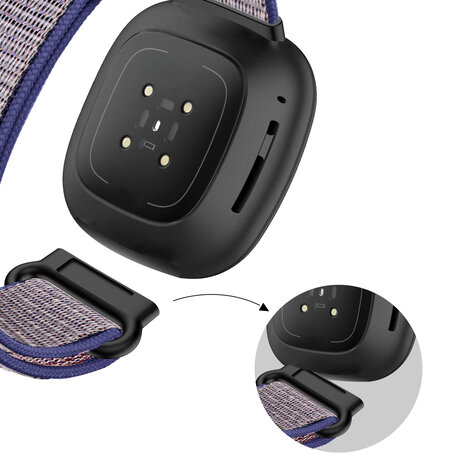 Bandz Bandz Fitbit Sense nylon loop band (donkerblauw)