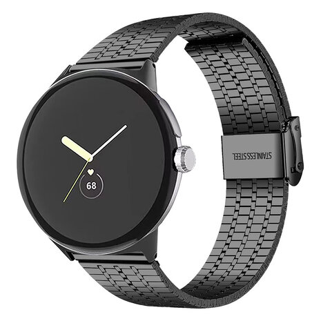 Strap-it® Strap-it Google Pixel Watch 1/2 roestvrijstalen band (zwart)