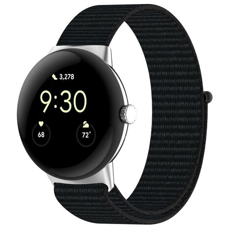 Strap-it® Strap-it Google Pixel Watch 1/2 nylon bandje (zwart)