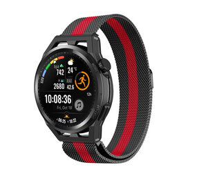 Strap-it® Huawei Watch GT Milanese band (zwart/rood) Strap-it® Huawei Watch GT Milanese band (zwart/rood)