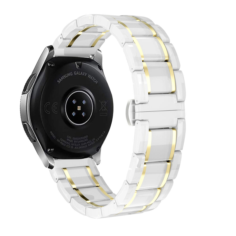 Strap-it® Strap-it Huawei Watch GT keramiek stalen band (wit/goud)