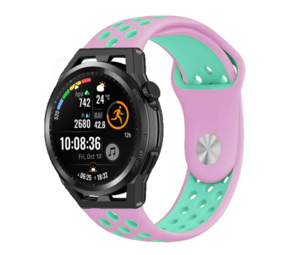 Strap-it® Huawei Watch GT sport band (roze/aqua) Strap-it® Huawei Watch GT sport band (roze/aqua)