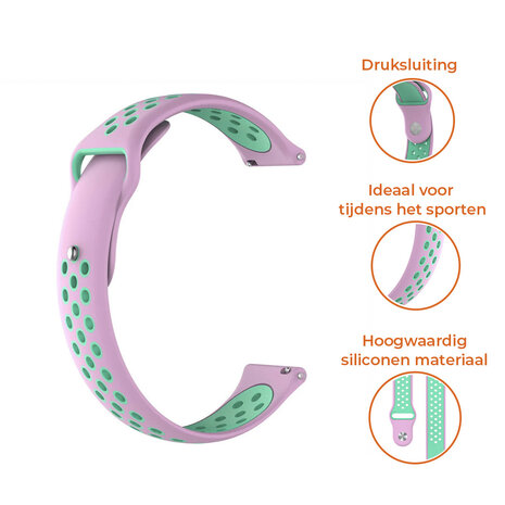 Strap-it® Strap-it Huawei Watch GT sport band (roze/aqua) Strap-it® Strap-it Huawei Watch GT sport band (roze/aqua)