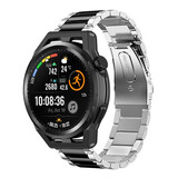 Strap-it® Huawei Watch GT stalen band (zilver/zwart)