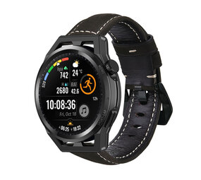 Strap-it® Huawei Watch GT leren band (zwart) Strap-it® Huawei Watch GT leren band (zwart)