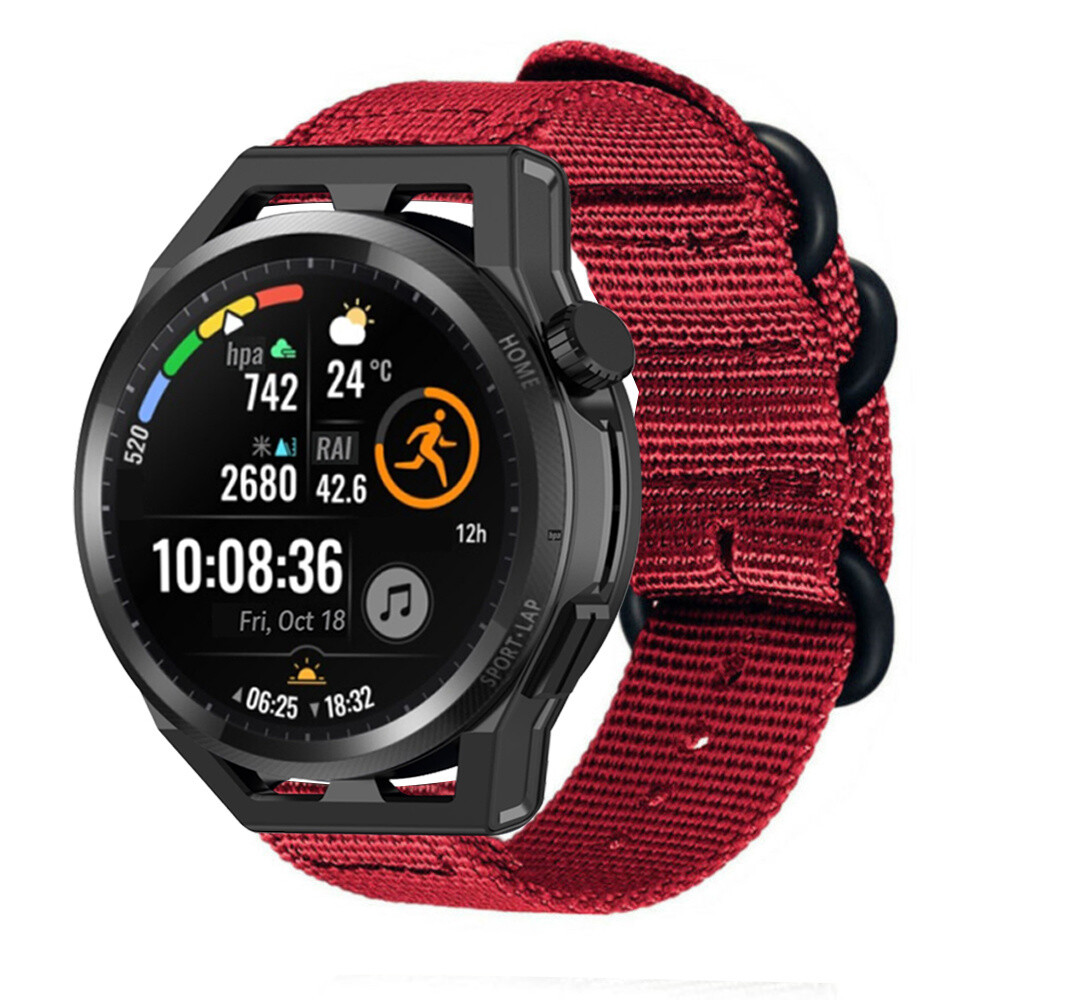 Strap-it® Strap-it Huawei Watch GT nylon gesp band (rood)