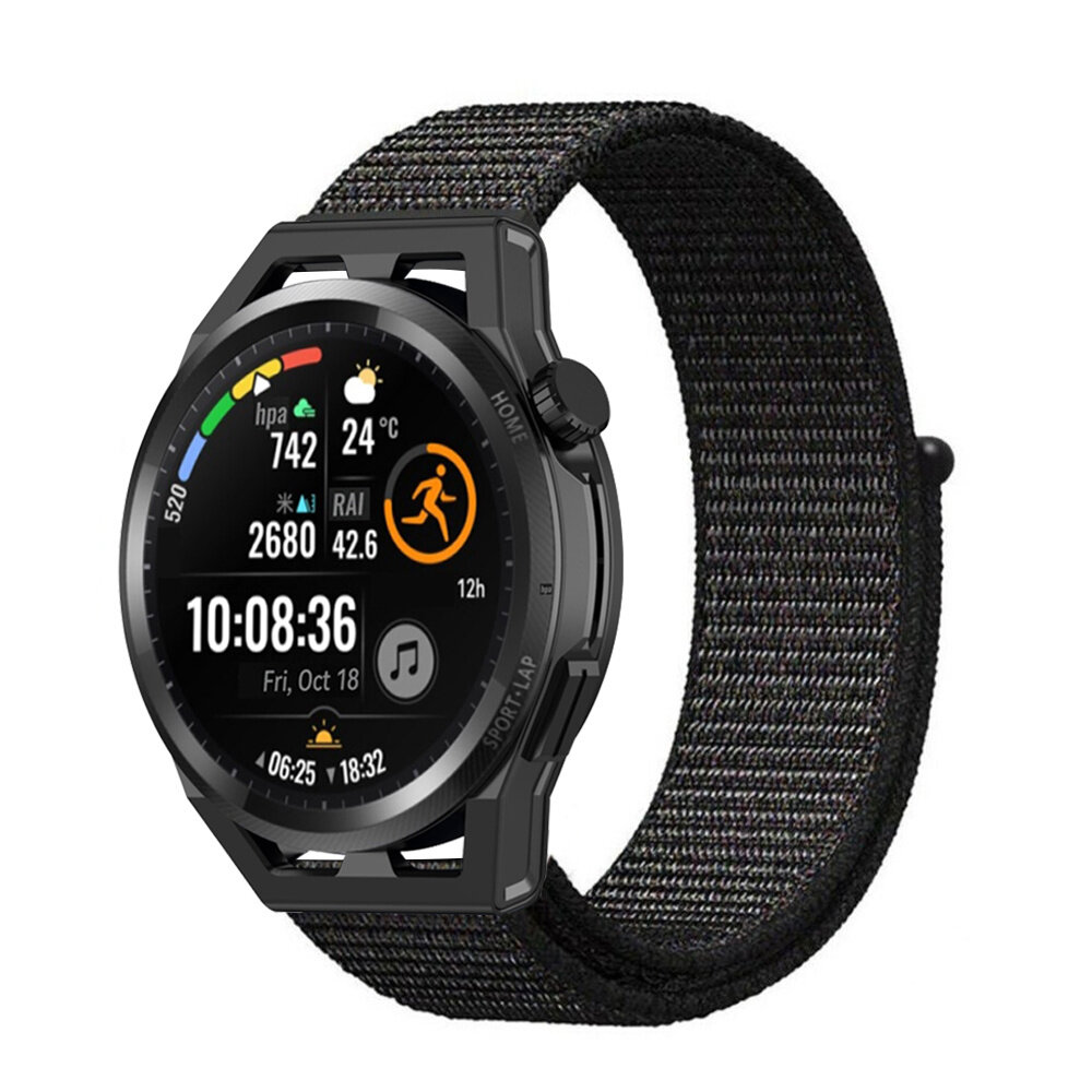 Strap-it® Strap-it Huawei Watch GT nylon band (zwart) Strap-it® Strap-it Huawei Watch GT nylon band (zwart)