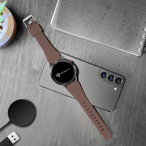 Strap-it® Strap-it Huawei Watch GT siliconen bandje (koffiebruin)