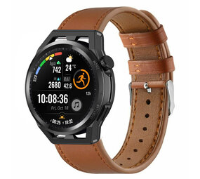 Strap-it® Huawei Watch GT leren bandje (strak bruin) Strap-it® Huawei Watch GT leren bandje (strak bruin)