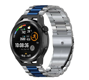 Strap-it® Huawei Watch GT stalen band (zilver/blauw)