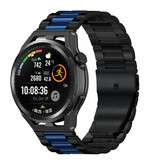Strap-it® Huawei Watch GT stalen band (zwart/blauw)