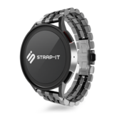 Strap-it® Huawei Watch GT duo stalen schakel band (zilver/zwart)