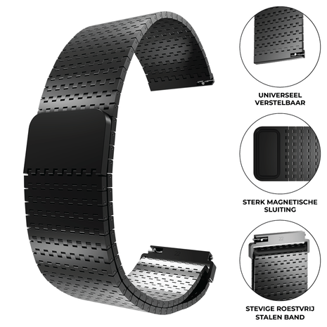 Strap-it® Strap-it Huawei Watch GT luxe metalen mesh bandje (zwart)