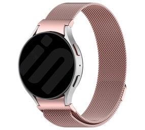 Strap-it® Samsung Galaxy Watch 4 44mm 'One push' Milanese band (roze)