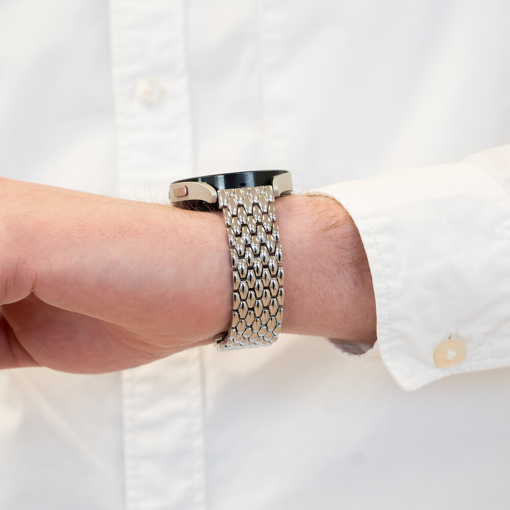 Bandz Bandz Samsung Galaxy Watch Active stalen band 'Dragon' (zilver)