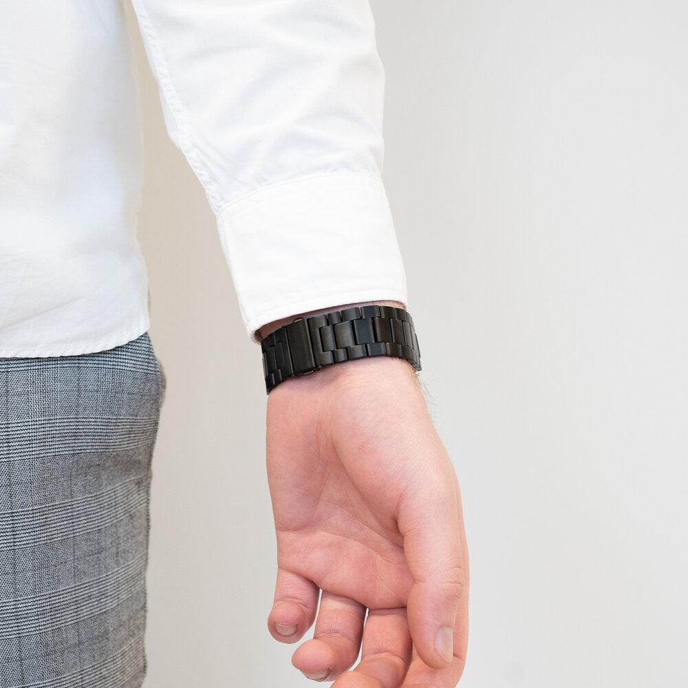 Bandz Bandz Samsung Galaxy Watch 5 - 40mm titanium schakel band (zwart)