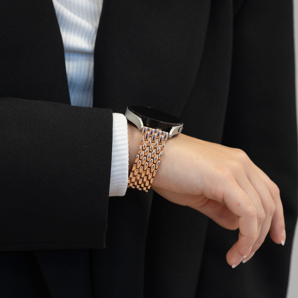 Bandz Bandz Amazfit Bip 3 stalen band 'Dragon' (rosé goud)