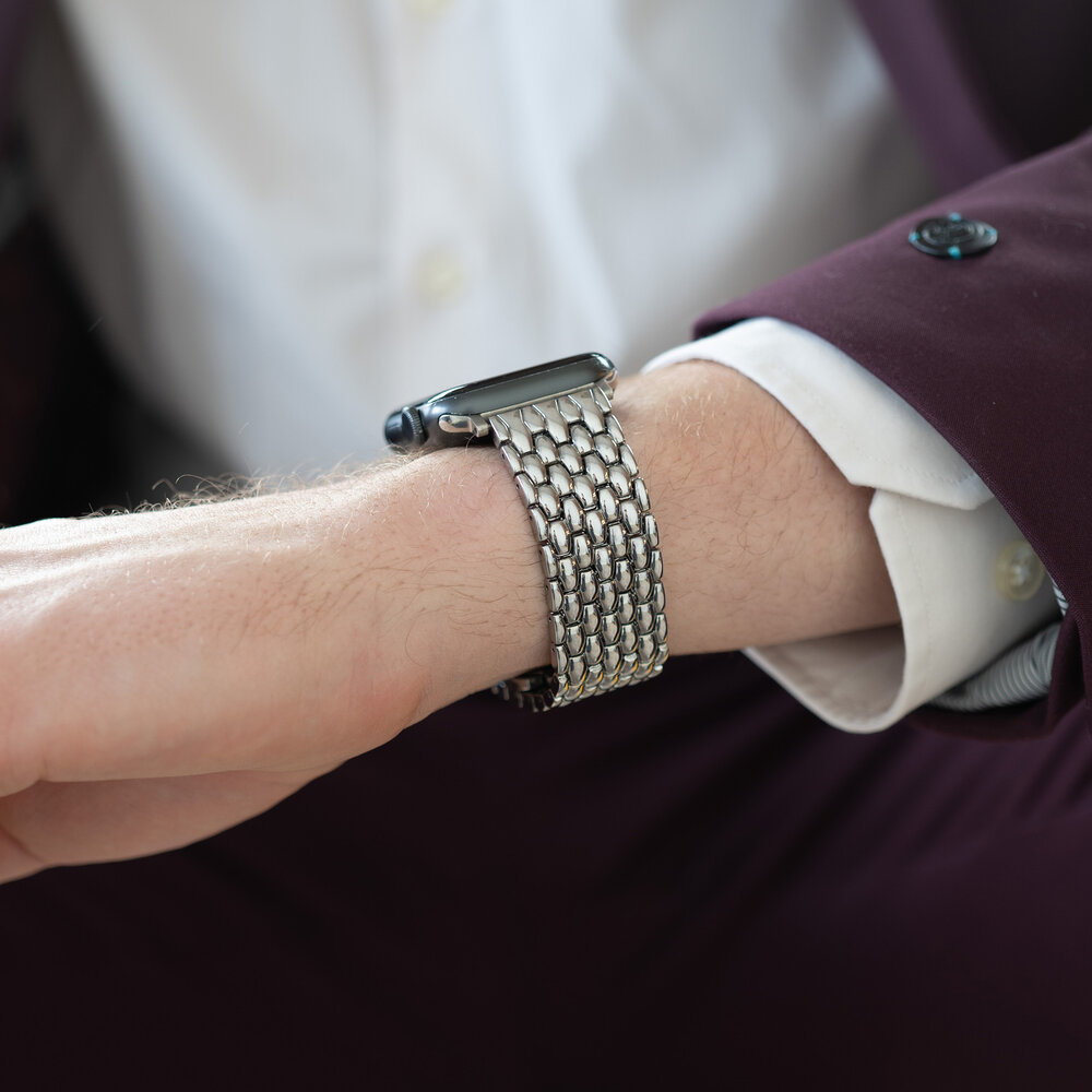 Bandz Bandz Apple Watch stalen band 'Dragon' (zilver)