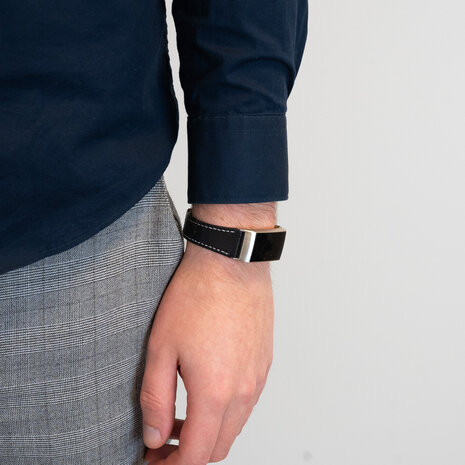 Bandz Bandz Fitbit Charge 3 lederen band (zwart)