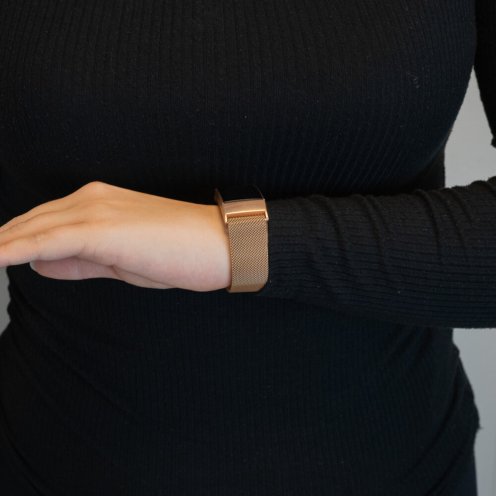 Bandz Bandz Fitbit Charge 3 Milanese loop band (roségoud) Bandz Bandz Fitbit Charge 3 Milanese loop band (roségoud)