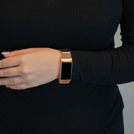 Bandz Bandz Fitbit Charge 3 Milanese loop band (roségoud) Bandz Bandz Fitbit Charge 3 Milanese loop band (roségoud)