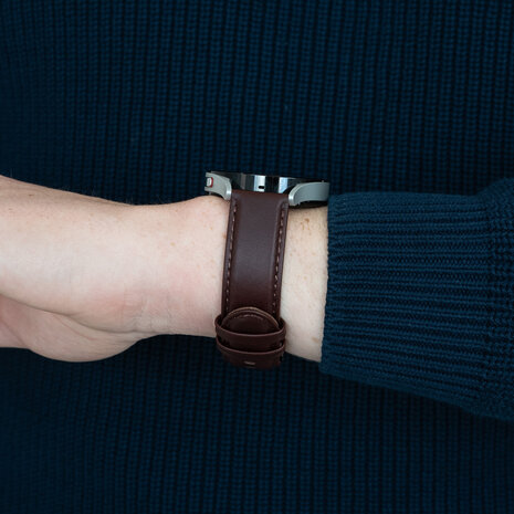 Bandz Bandz Amazfit GTS 3 lederen band 'Classic' (donkerbruin)