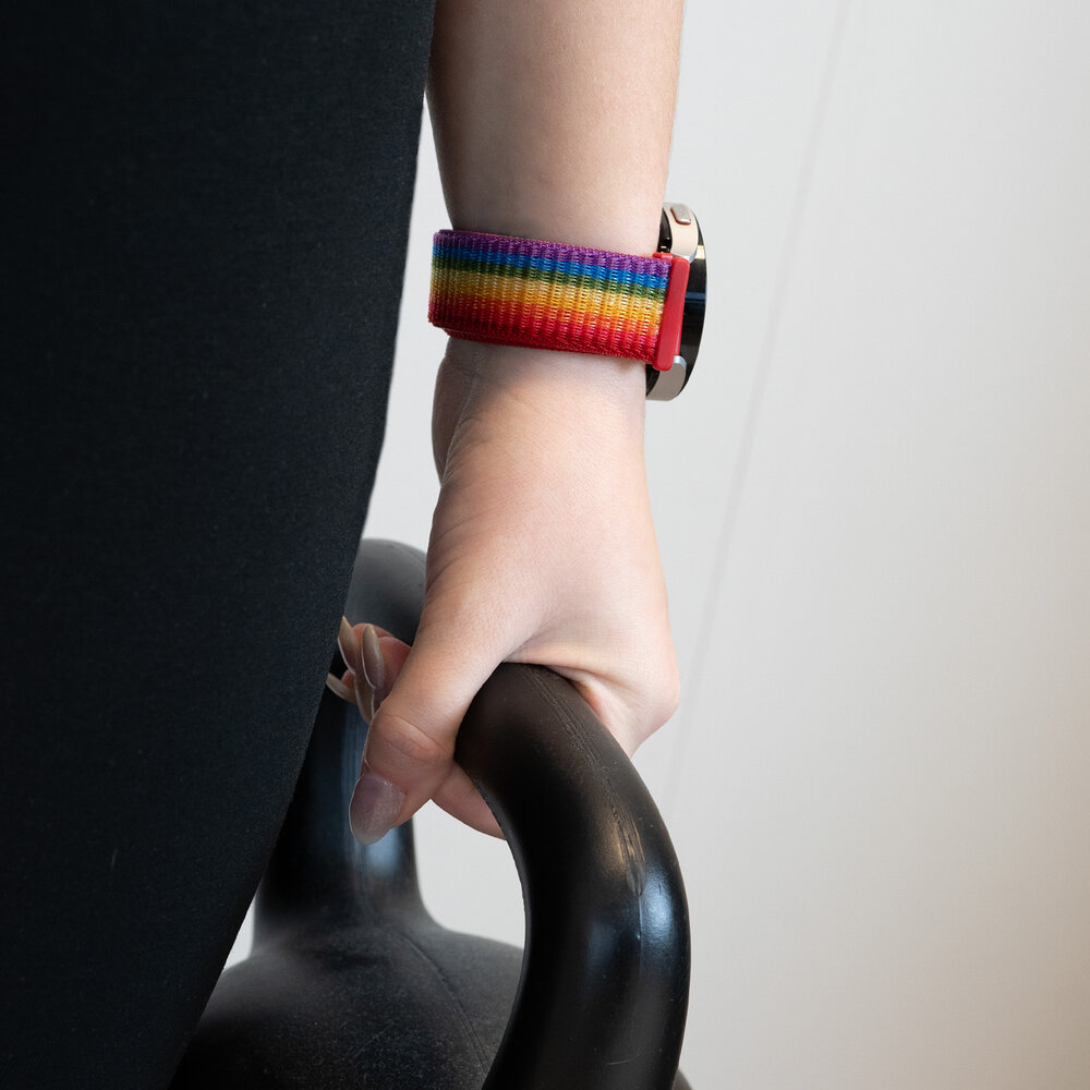 Bandz Bandz Amazfit Bip 3 nylon loop band (regenboog)