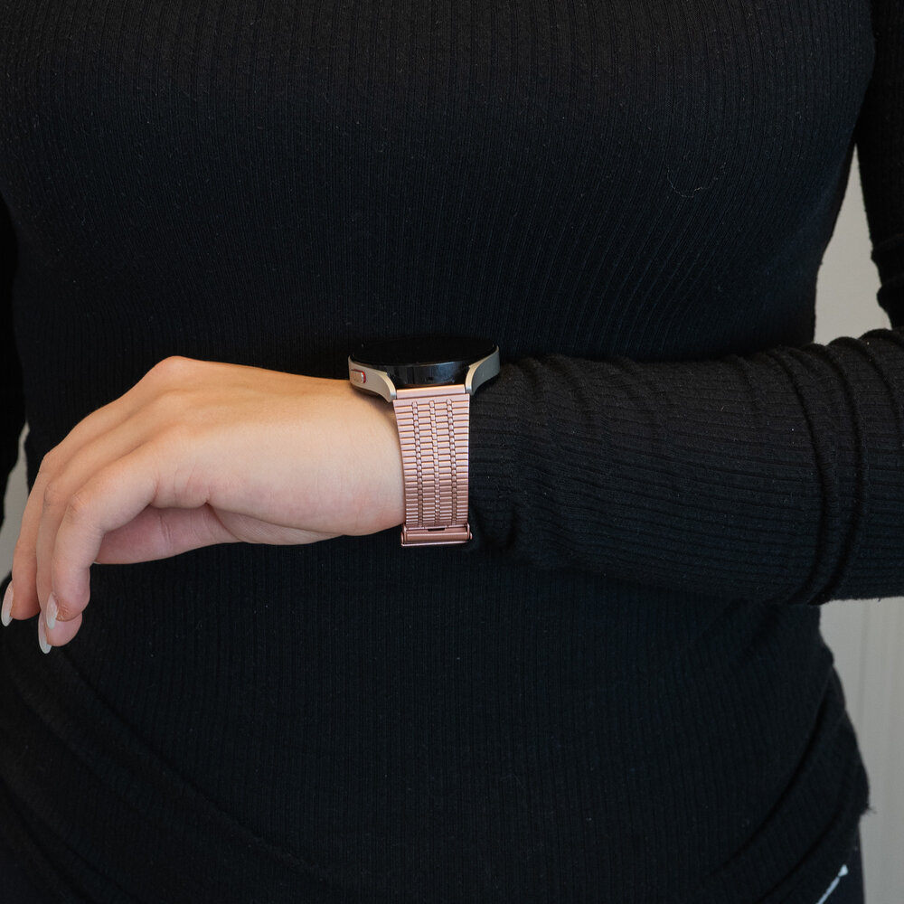 Bandz Bandz Amazfit Bip U (Pro) verstelbare stalen band (roze)