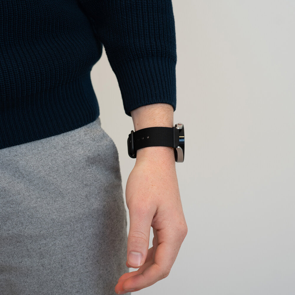 Bandz Bandz Xiaomi Watch S1 nylon band met gesp (zwart)