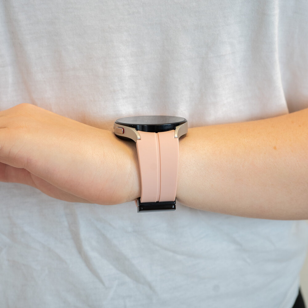 Bandz Bandz Samsung Galaxy Watch 4 Classic 42mm siliconen band met D-Buckle (roze)