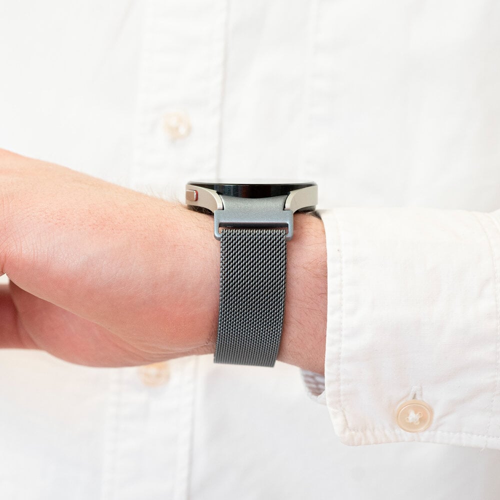 Strap-it® Strap-it Samsung Galaxy Watch 4 40mm 'One push' Milanese band (grijs)