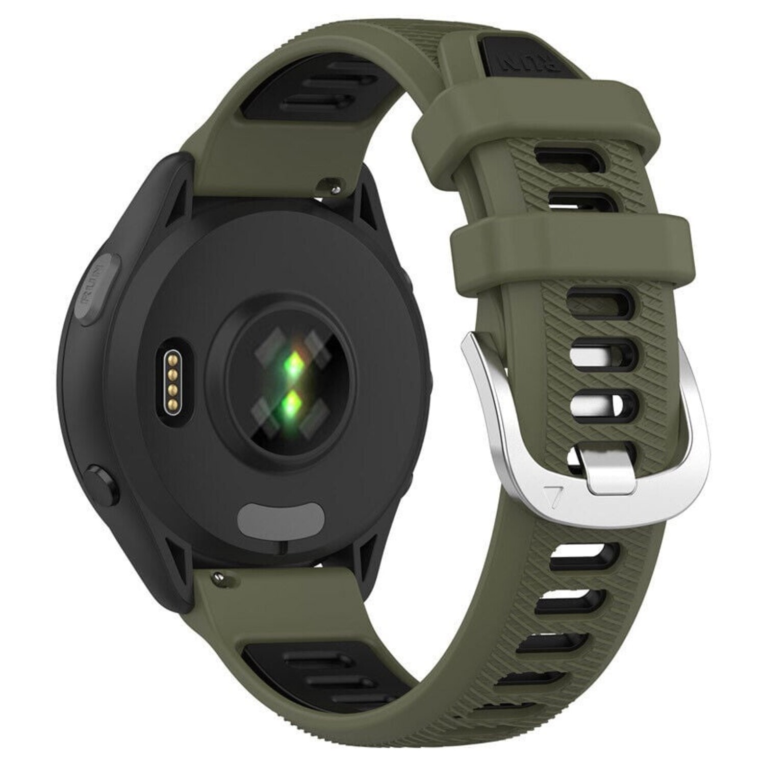 Strap it Strap it Garmin Forerunner 255 sport gesp bandje olijfgroen zwart