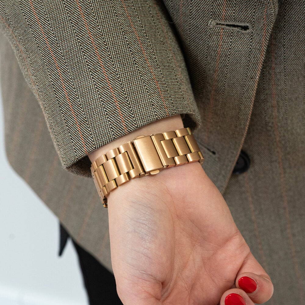 Strap-it® Strap-it Samsung Galaxy Watch 4 Classic 46mm 'One push' stalen band (rosé goud)