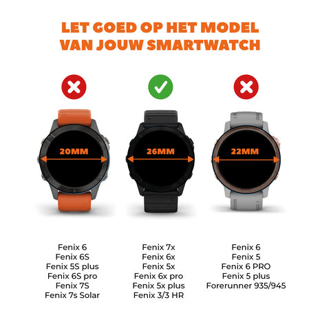 Bandz Bandz Garmin Fenix 7x siliconen band met gesp (oranje)