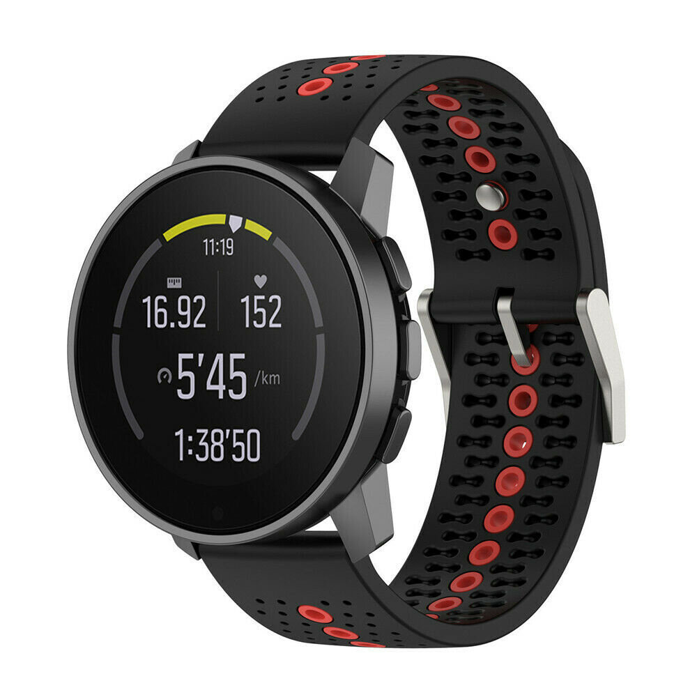 Strap-it® Strap-it Suunto 9 Peak Pro siliconen bandje (zwart/rood)