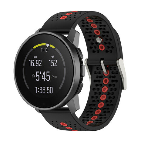 Strap-it® Strap-it Suunto 9 Peak Pro siliconen bandje (zwart/rood)