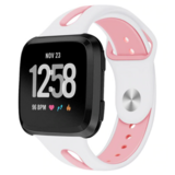 Strap-it® Fitbit Versa duo sport band (wit/roze)