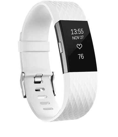 Strap-it® Strap-it Fitbit Charge 2 diamant silicone band (wit)