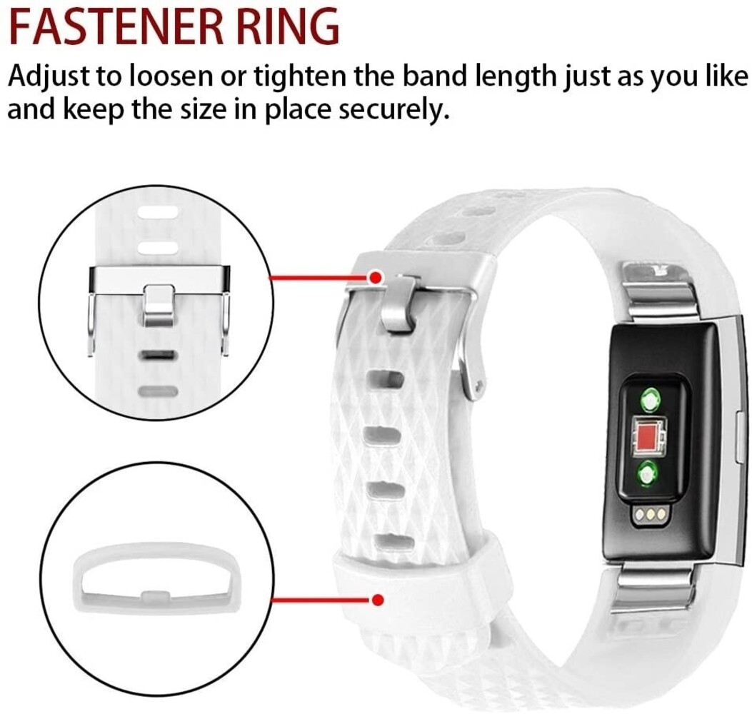 Strap-it® Strap-it Fitbit Charge 2 diamant silicone band (wit)