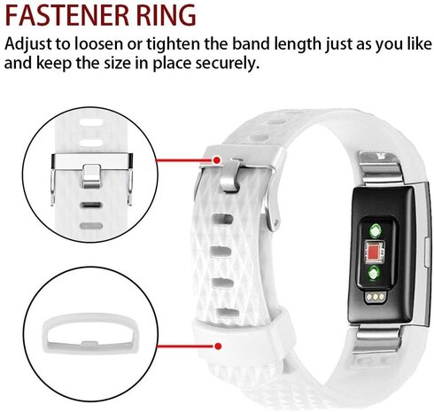 Strap-it® Strap-it Fitbit Charge 2 diamant silicone band (wit)