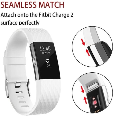 Strap-it® Strap-it Fitbit Charge 2 diamant silicone band (wit)