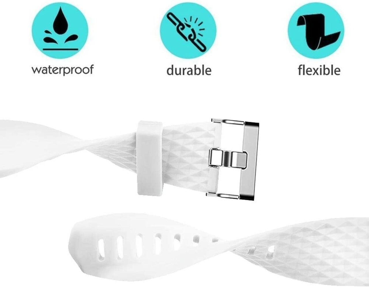 Strap-it® Strap-it Fitbit Charge 2 diamant silicone band (wit)