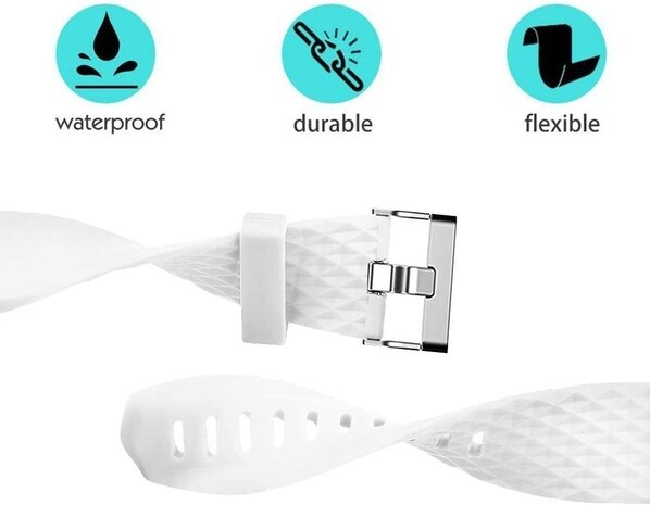 Strap-it® Strap-it Fitbit Charge 2 diamant silicone band (wit)