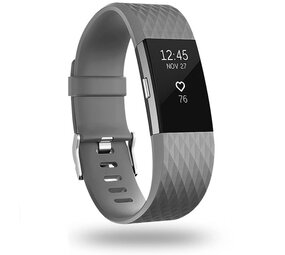 Strap-it® Fitbit Charge 2 diamant silicone band (grijs)