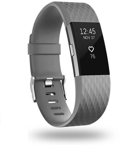 Strap-it® Strap-it Fitbit Charge 2 diamant silicone band (grijs)