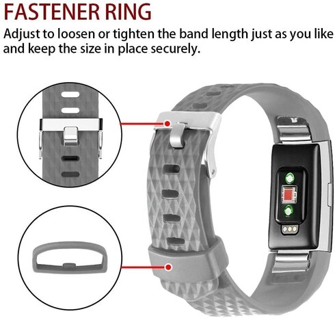 Strap-it® Strap-it Fitbit Charge 2 diamant silicone band (grijs)
