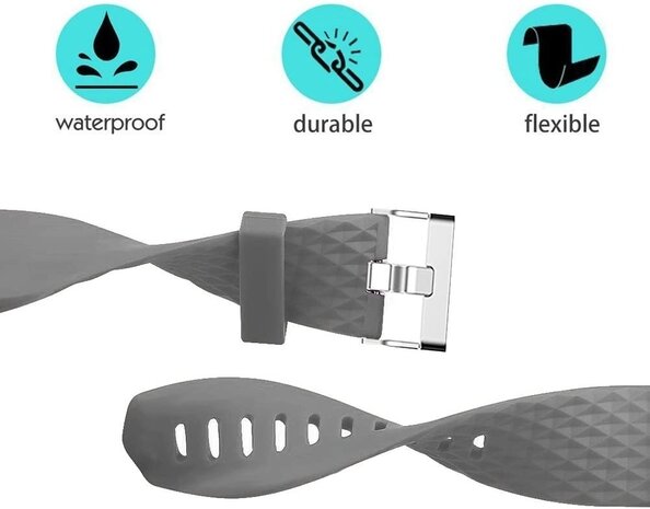 Strap-it® Strap-it Fitbit Charge 2 diamant silicone band (grijs)