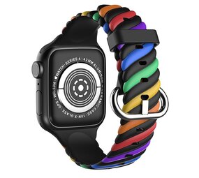 Strap-it® Apple Watch 8 Twisted siliconen bandje (regenboog)
