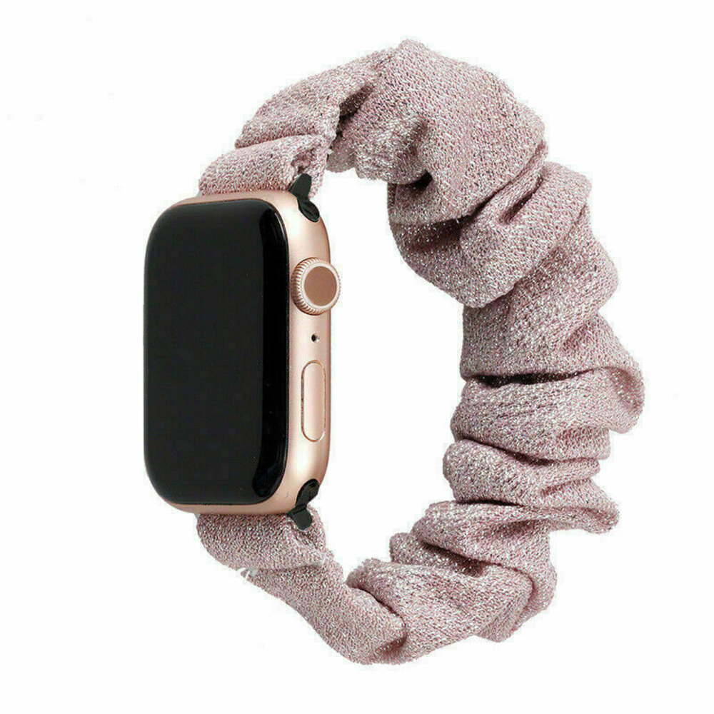 Strap-it® Strap-it Apple Watch Scrunchie bandje (shiny roze)